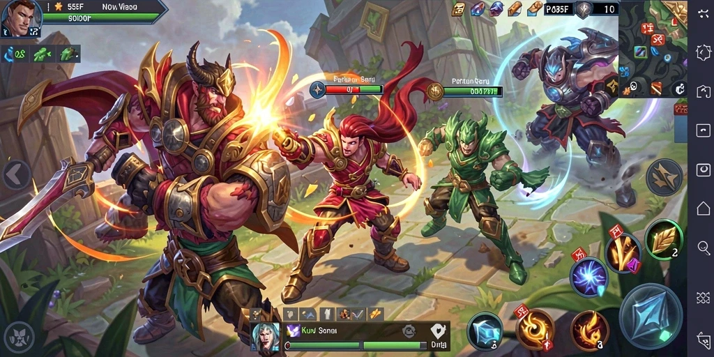 Gameplay menegangkan dalam pertempuran 5vs5 di MOBA.