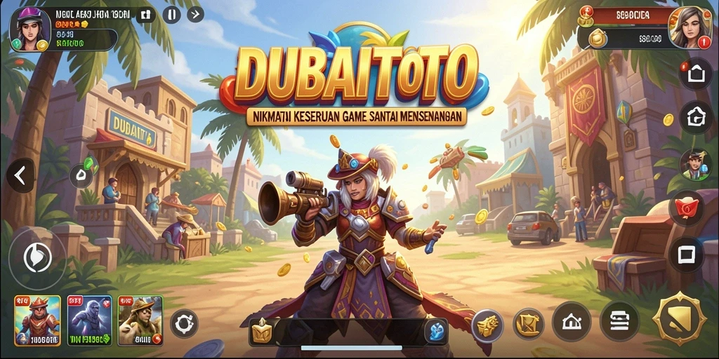 Tampilan gameplay DUBAITOTO yang ceria dan menghibur.