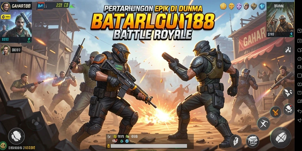 Tampilan seru dari gameplay GAHAR188 dalam aksi Battle Royale.