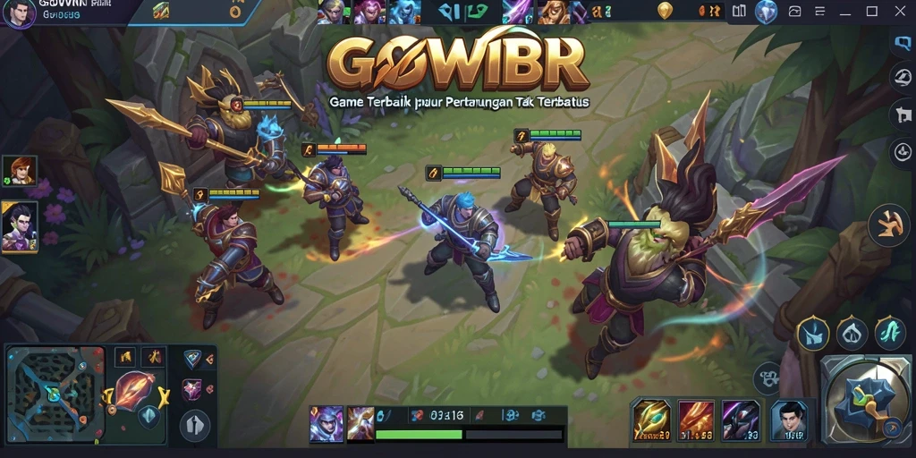 Tampilan gameplay GOWIN dengan pertarungan yang seru dan karakter unik.