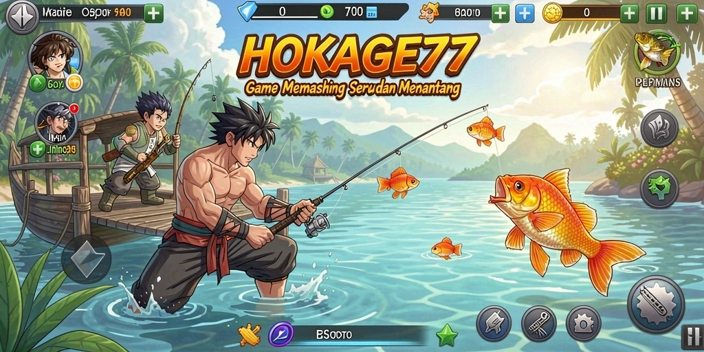 Screenshot HOKAGE77 menampilkan aksi memancing yang seru dan mendebarkan.
