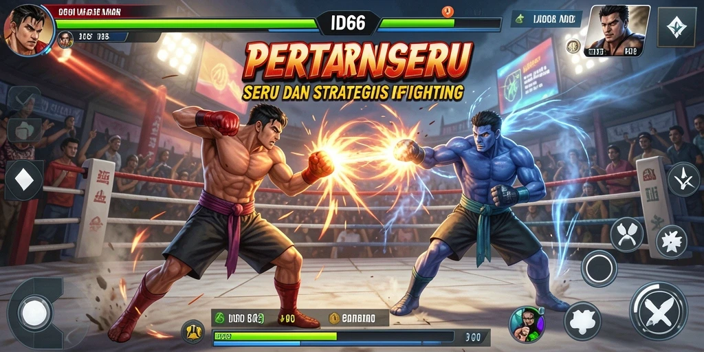 Tampilan gameplay seru dengan karakter Fighting unik di ID66.