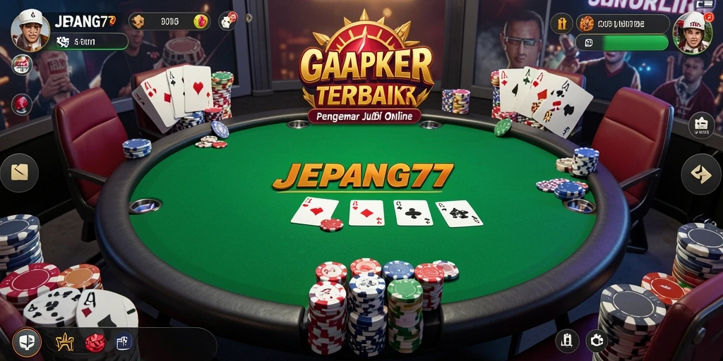 Tampilan gameplay Poker seru di JEPANG77 yang mengasyikkan.