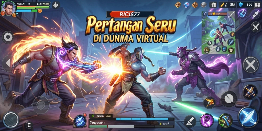 Tampilan gameplay RICIS77 yang penuh aksi dan pertarungan seru.