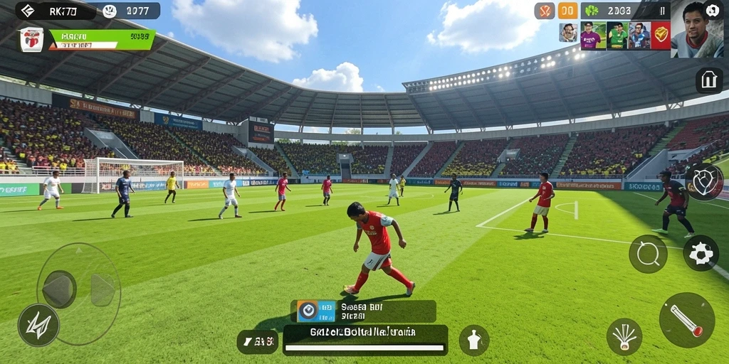 Tampilan seru dari gameplay sepak bola di RK77.