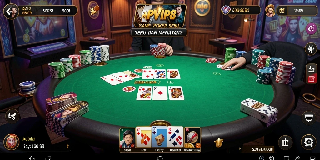 Screenshot RPVIP8 menampilkan gameplay poker yang menarik dan dinamis.