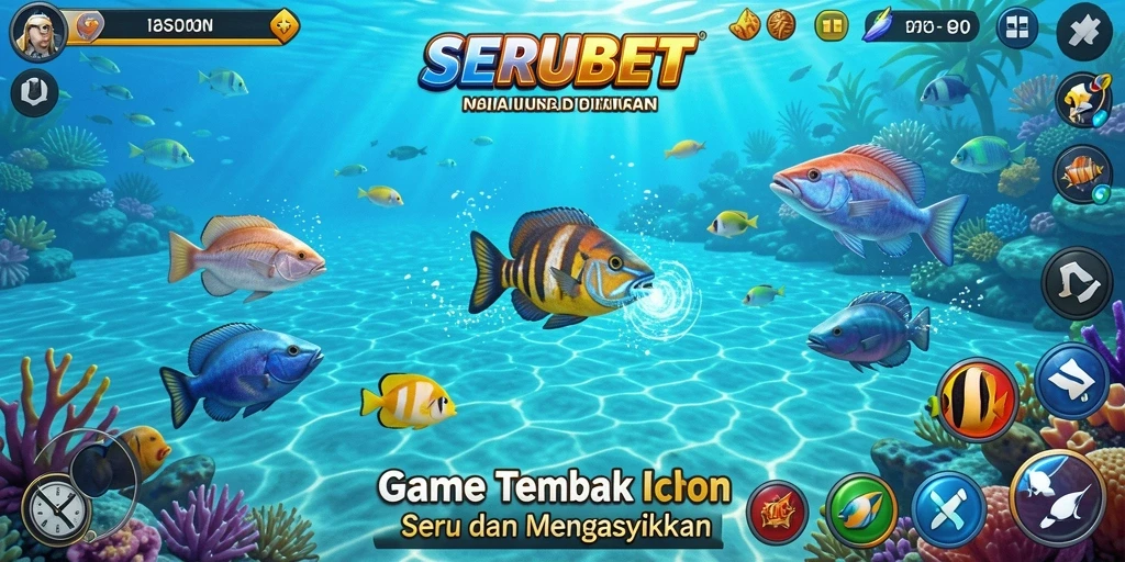 Tangkapan layar gameplay SERUBET menampilkan aksi Tembak Ikan yang mendebarkan.
