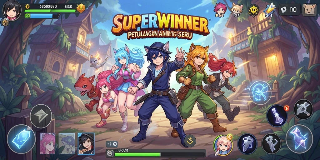 Tampilan gameplay seru dengan karakter Anime yang menggemaskan.