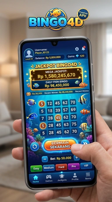 Tampilan antarmuka aplikasi bingo4d yang ramah pengguna.